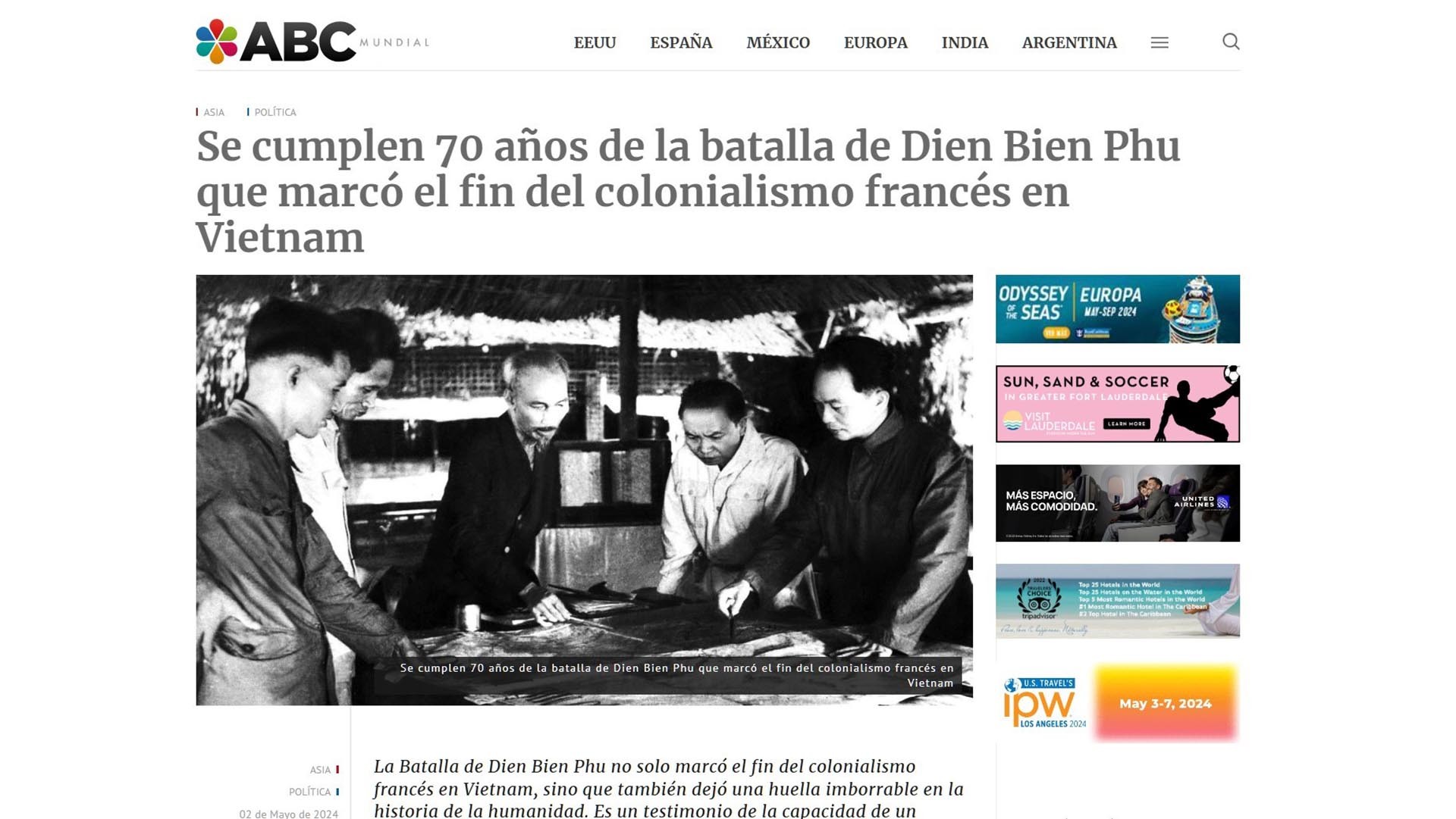 Báo chí Argentina liên tục đăng bài ca ngợi chiến thắng Điện Biên Phủ