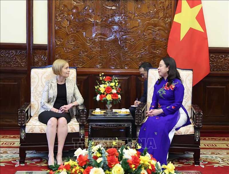 Quyền Chủ tịch nước Võ Thị Ánh Xuân tiếp các Đại sứ các nước trình Quốc thư
