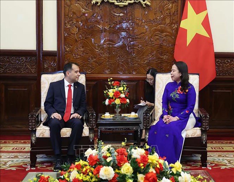 Quyền Chủ tịch nước Võ Thị Ánh Xuân tiếp các Đại sứ các nước trình Quốc thư