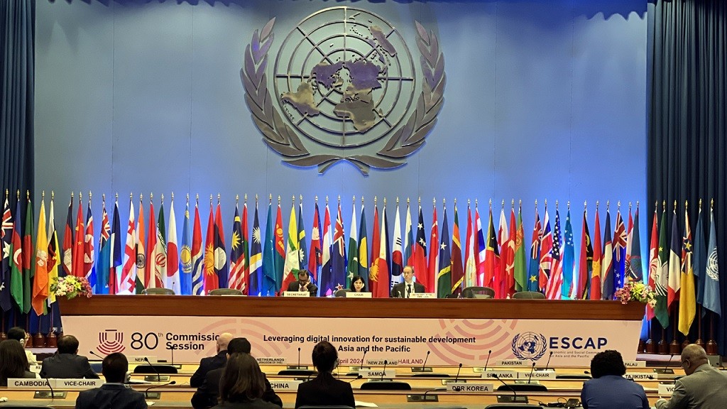 Toàn cảnh Khóa họp thường niên thứ 80 của ESCAP ngày 25/4. (Nguồn: VOV)
