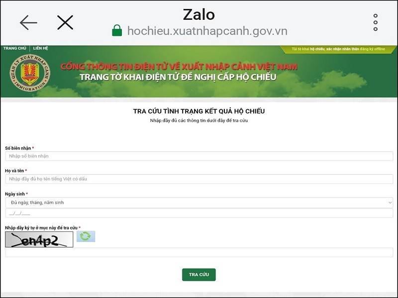 Cách tra cứu hộ chiếu làm xong chưa bằng Zalo tại nhà siêu tiện lợi