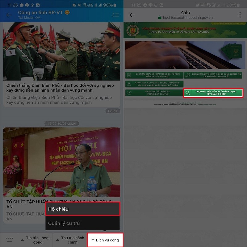 Cách tra cứu hộ chiếu làm xong chưa bằng Zalo tại nhà siêu tiện lợi