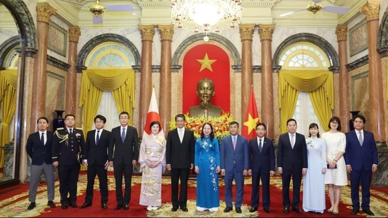 Quyền Chủ tịch nước Võ Thị Ánh Xuân tiếp Đại sứ Nhật Bản trình Quốc thư