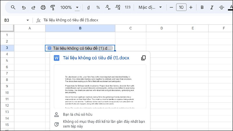 Chèn file Word vào Google Sheets đơn giản mà có thể bạn chưa biết Chèn file Word vào Google Sheets đơn giản mà có thể bạn chưa biết