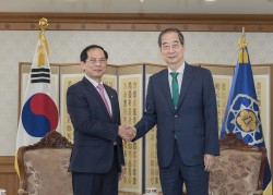 Bộ trưởng Ngoại giao Bùi Thanh Sơn hội kiến Thủ tướng Hàn Quốc Han Duck Soo