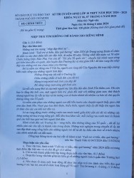 TP. Hồ Chí Minh: Đề thi môn Ngữ văn lớp 10 năm 2024