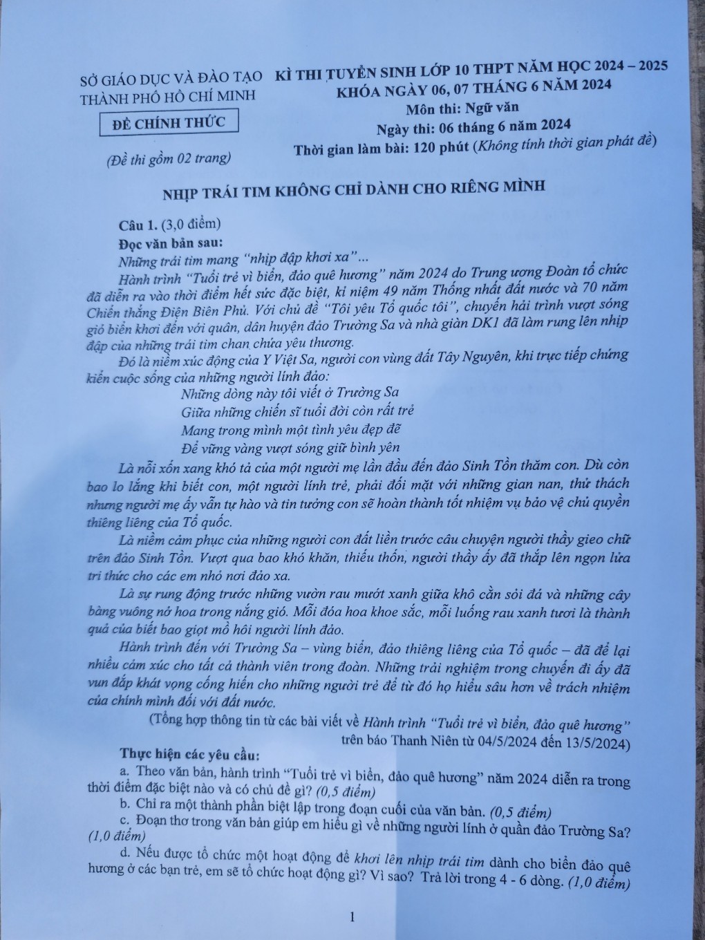 Đề thi văn lớp 10 Đề thi văn lớp 10