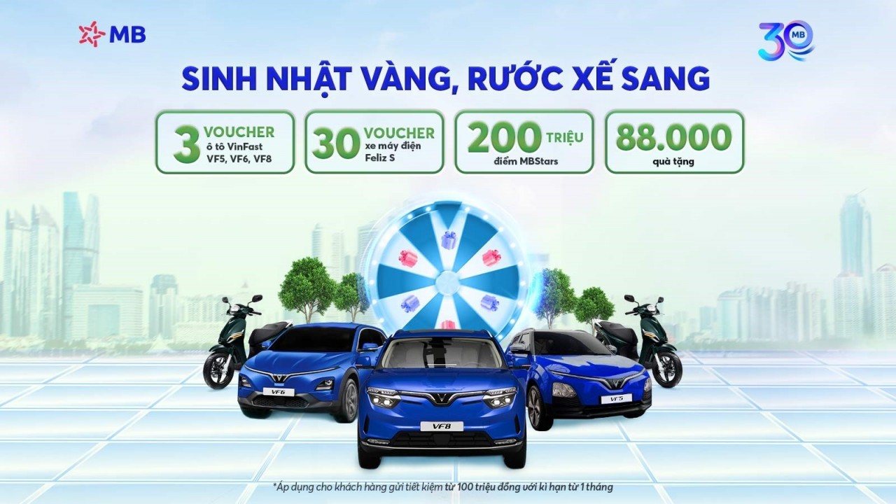 MB triển khai chương trình gửi tiền ‘Sinh nhật vàng – Rước xế sang’, trị giá đến 12 tỷ đồng