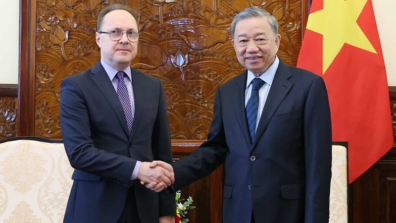 Chủ tịch nước Tô Lâm tiếp Đại sứ Liên bang Nga tại Việt Nam Gennady Bezdetko