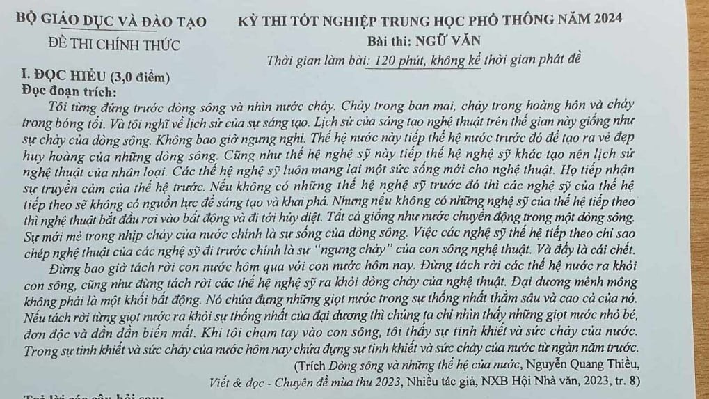 Đề Ngữ văn thi tốt nghiệp THPT 2024: 'Đất nước' của Nguyễn Khoa Điềm