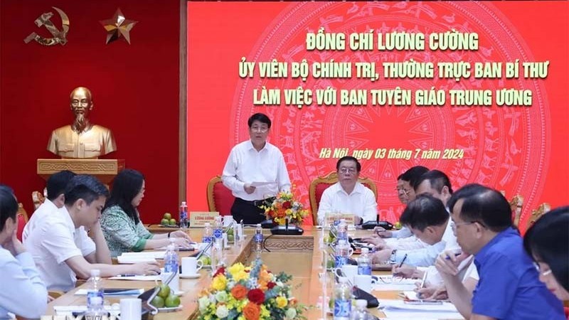 Thường trực Ban Bí thư Lương Cường thăm, làm việc với Ban Tuyên giáo Trung ương