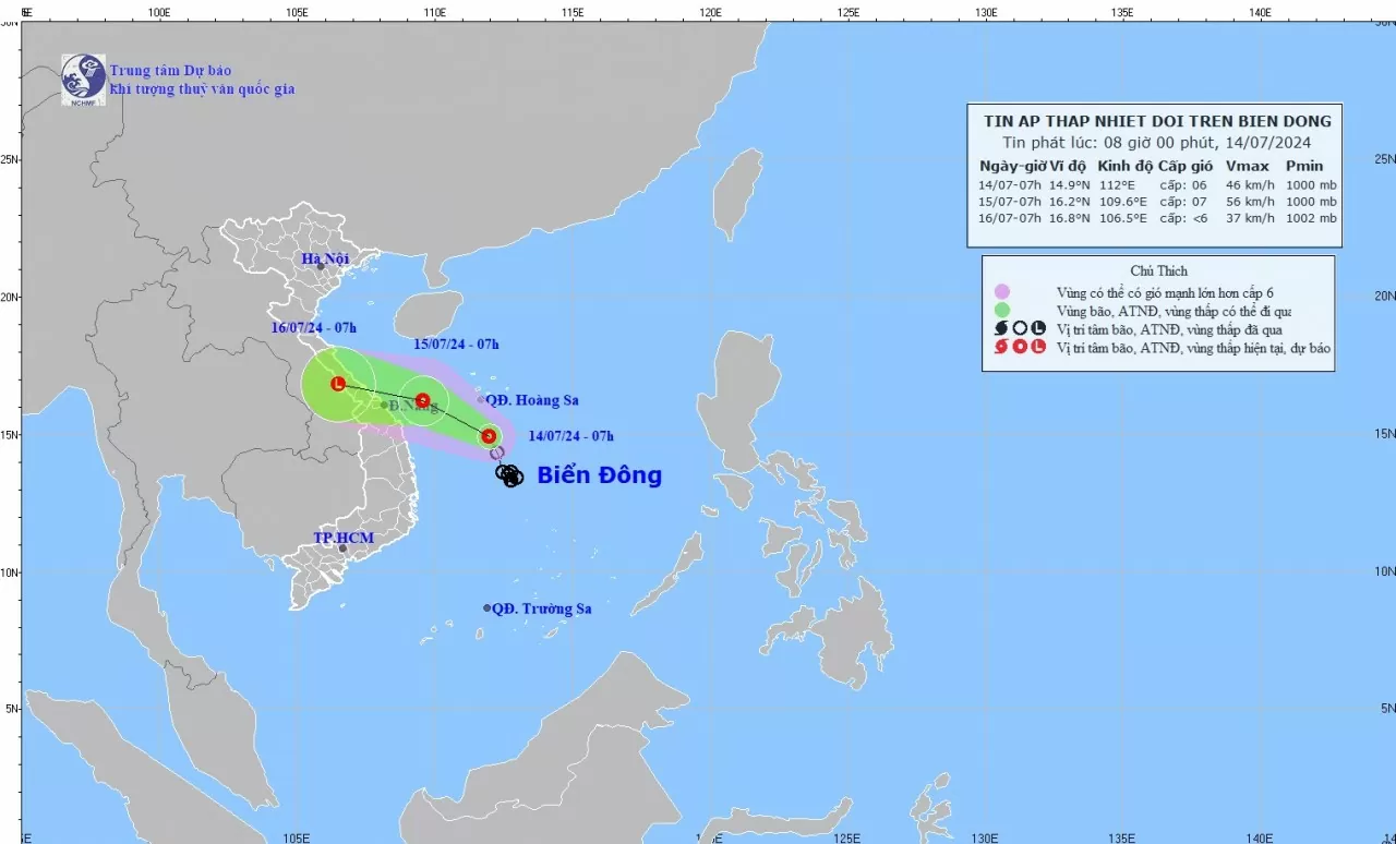 Dự báo thời tiết: Áp thấp nhiệt đới ở Biển Đông gây mưa to, đến rất to khu vực Bắc Bộ hết ngày 17/7 Dự báo thời tiết: Áp thấp nhiệt đới ở Biển Đông gây mưa to đến rất to tại Bắc và Trung Trung Bộ