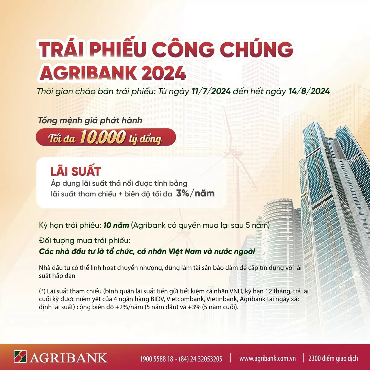 Agribank phát hành 10.000 tỷ đồng trái phiếu ra công chúng năm 2024 Agribank phát hành 10.000 tỷ đồng trái phiếu ra công chúng năm 2024