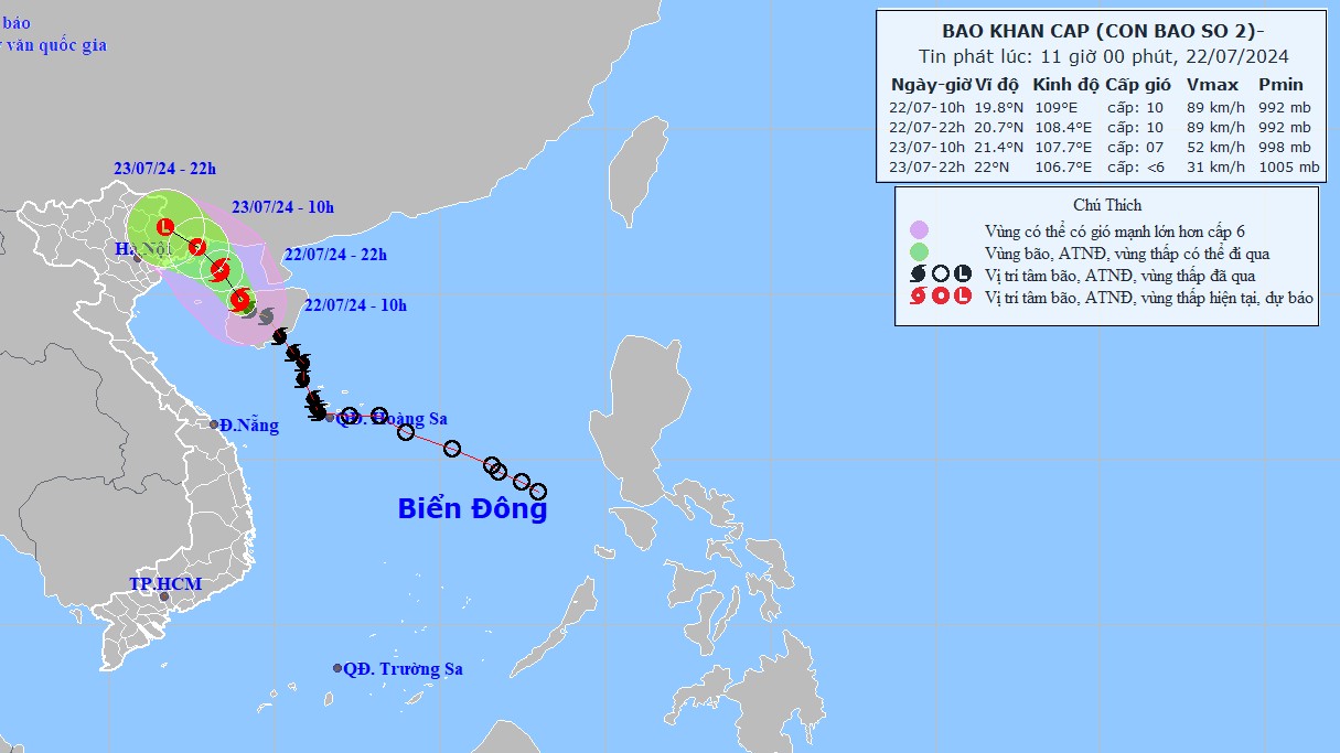Dự báo bão số 2: Gió vùng tâm bão giật cấp 12, ven biển từ Quảng Ninh đến Nam Định đề phòng triều nước dâng, sóng lớn