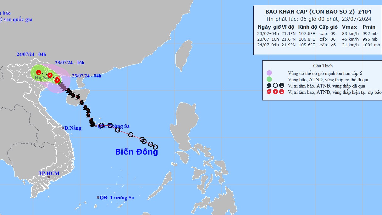 Dự báo bão số 2: Các tỉnh từ Quảng Ninh đến Nam Định triều cường cao, gây ngập vùng trũng, thấp ven biển, ven sông