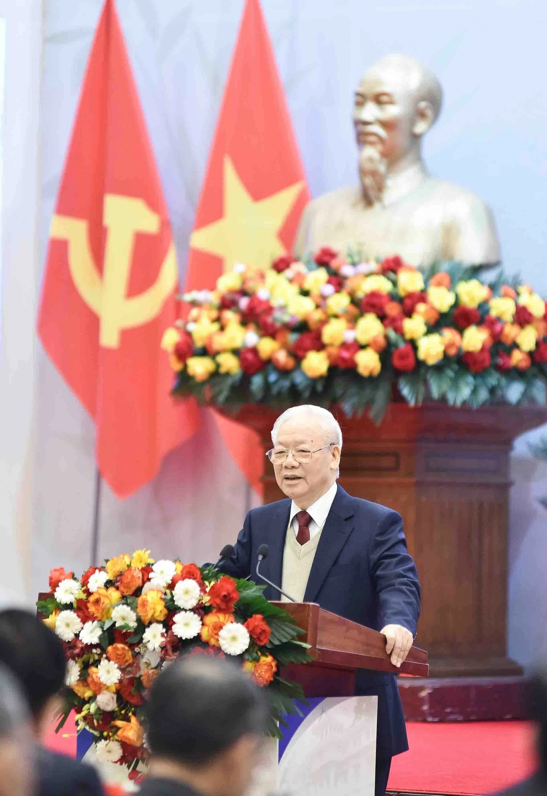 Tổng Bí thư Nguyễn Phú Trọng tại Hội nghị Ngoại giao lần thứ 32, tháng 12/2023. (Ảnh: Nguyễn Hồng) Tổng Bí thư Nguyễn Phú Trọng tại Hội nghị Ngoại giao lần thứ 32, tháng 12/2023. (Ảnh: Nguyễn Hồng)