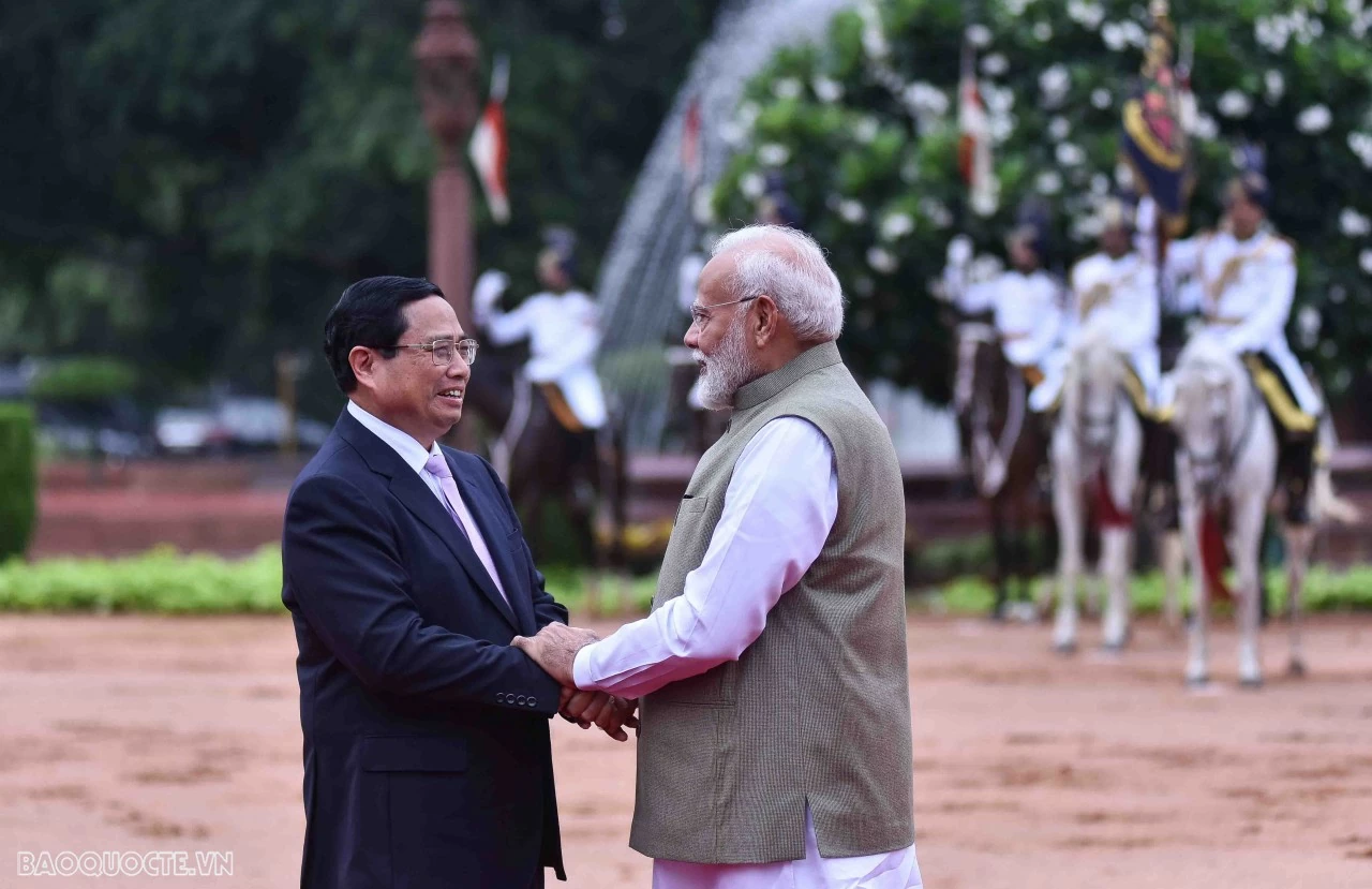 Lễ đón chính thức Thủ tướng Chính phủ Phạm Minh Chính tại Phủ Tổng thống Ấn Độ Lễ đón chính thức Thủ tướng Chính phủ Phạm Minh Chính tại Phủ Tổng thống Ấn Độ