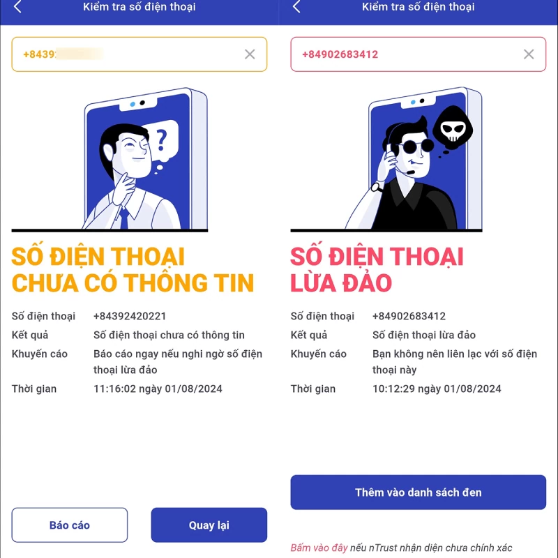 Cài ngay phần mềm nTrust để phát hiện số điện thoại lừa đảo Cài ngay phần mềm nTrust để phát hiện số điện thoại lừa đảo