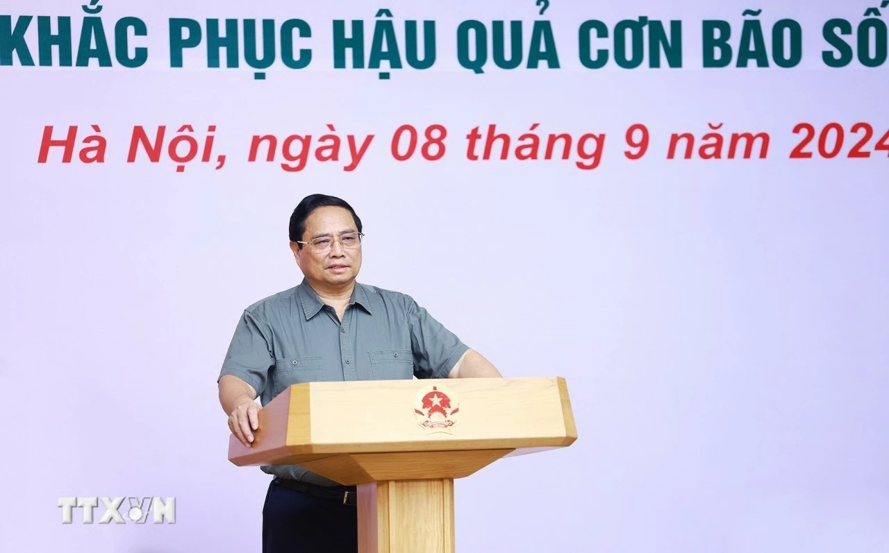 Thủ tướng chủ trì hội nghị đánh giá thiệt hại và khắc phục hậu quả cơn bão số 3. (Ảnh: Dương Giang/TTXVN) Thủ tướng chủ trì hội nghị đánh giá thiệt hại và khắc phục hậu quả cơn bão số 3. (Ảnh: Dương Giang/TTXVN)