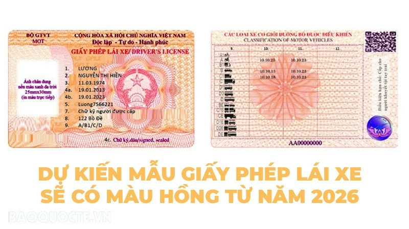 Dự kiến mẫu giấy phép lái xe sẽ có màu hồng từ năm 2026 Dự kiến mẫu giấy phép lái xe sẽ có màu hồng từ năm 2026