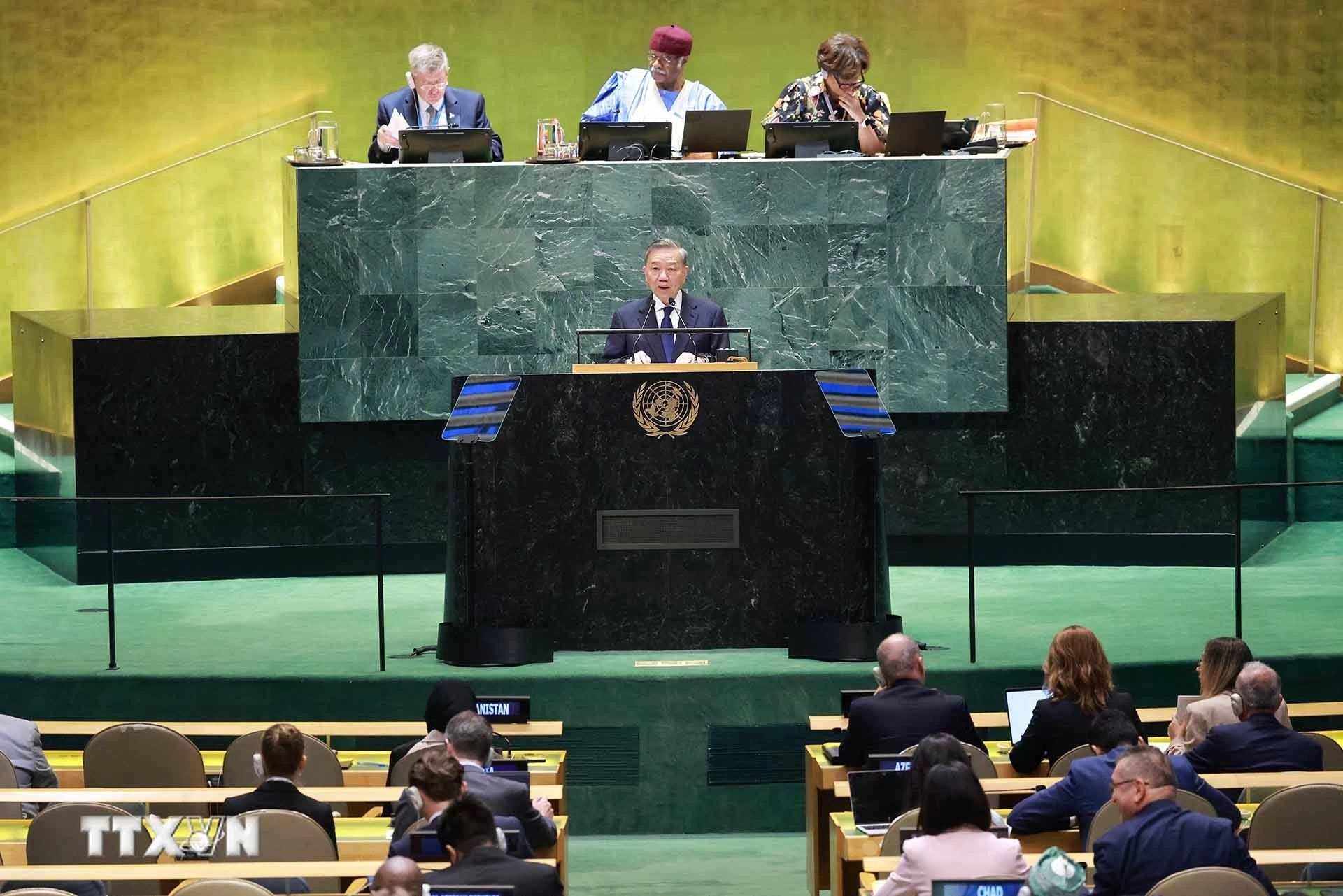 Tổng Bí thư, Chủ tịch nước Tô Lâm phát biểu tại Hội nghị thượng đỉnh Tương lai, Đại hội đồng Liên hợp quốc Khóa 79. (Nguồn: TTXVN) Tổng Bí thư, Chủ tịch nước Tô Lâm phát biểu tại Hội nghị thượng đỉnh Tương lai, Đại hội đồng Liên hợp quốc Khóa 79. (Nguồn: TTXVN)