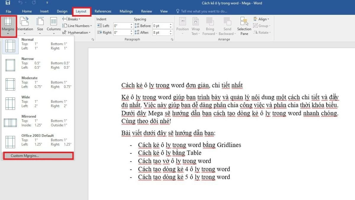 5 cách kẻ ô ly trong Word vô cùng đơn giản và dễ thực hiện nhất 5 cách kẻ ô ly trong Word vô cùng đơn giản và dễ thực hiện nhất