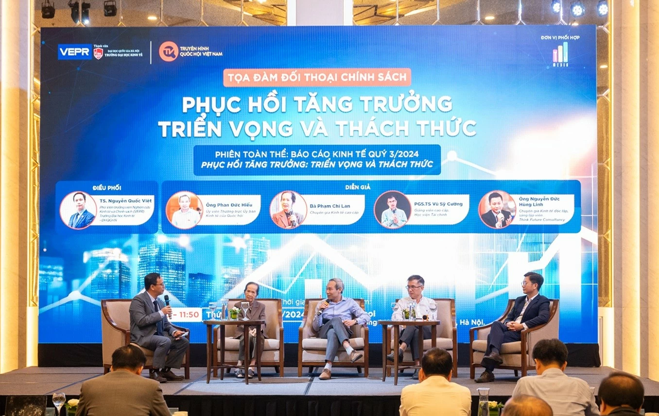 hiên toàn thể: Trình bày và thảo luận về nội dung báo cáo của VEPR: Báo cáo Kinh tế Quý 3/2024: Phục hồi tăng trưởng – Triển vọng và thách thức. hiên toàn thể: Trình bày và thảo luận về nội dung báo cáo của VEPR: Báo cáo Kinh tế Quý 3/2024: Phục hồi tăng trưởng – Triển vọng và thách thức.