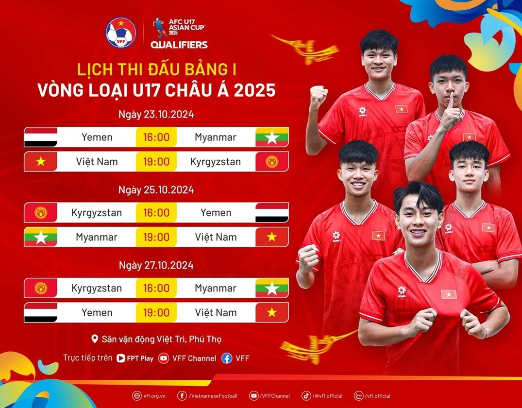 Lịch thi đấu của đội tuyển U17 Việt Nam tại vòng loại U17 châu Á 2025 Lịch thi đấu của đội tuyển U17 Việt Nam tại vòng loại U17 châu Á 2025