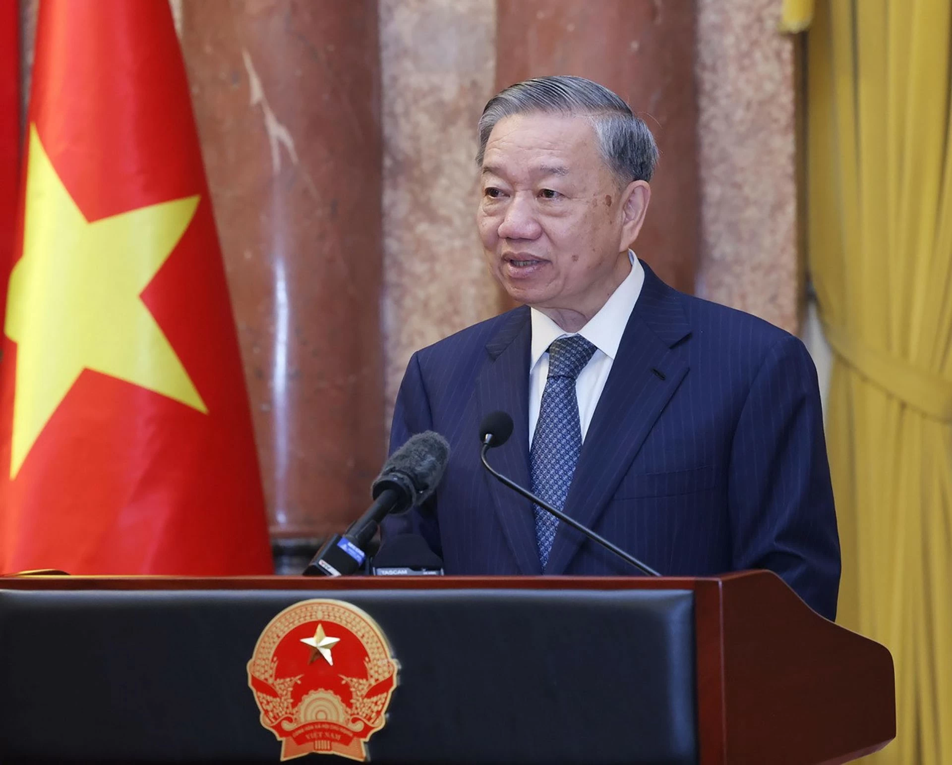 Tổng Bí thư Tô Lâm phát biểu. (Nguồn: TTXVN) Tổng Bí thư Tô Lâm phát biểu. (Nguồn: TTXVN)