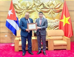 Trao Kỷ niệm chương 'Vì hòa bình, hữu nghị giữa các dân tộc' tặng Đại sứ Cuba