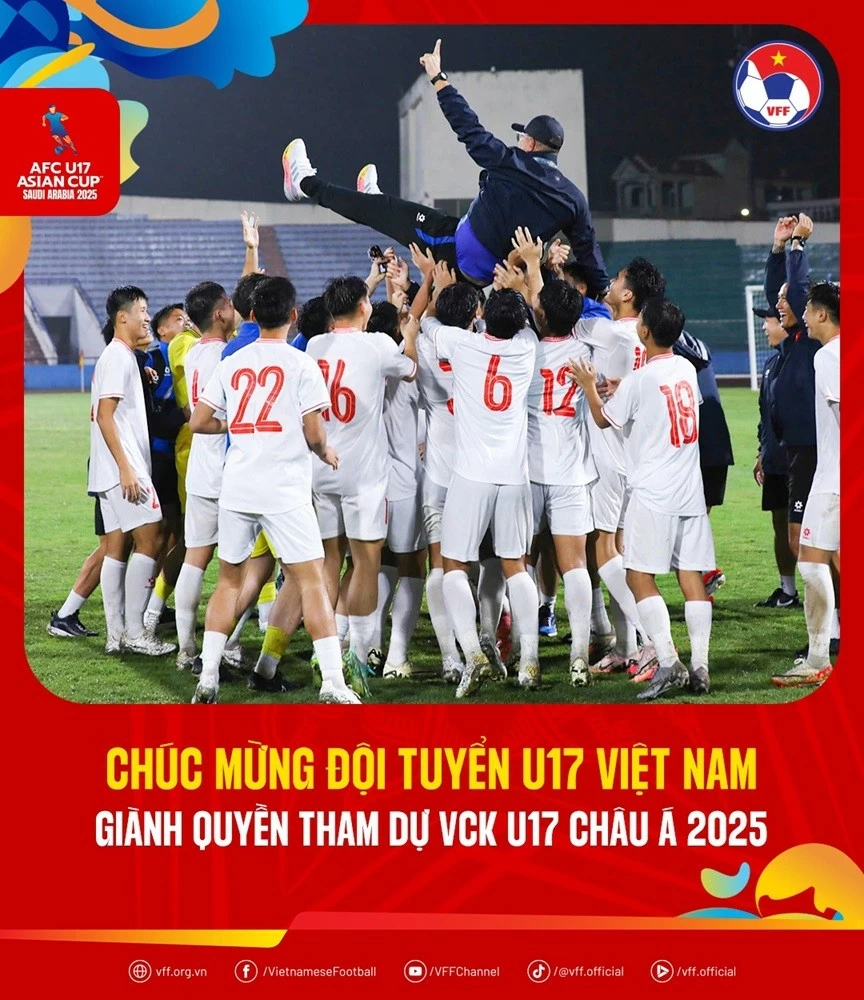 Đội tuyển U17 Việt Nam giành quyền tham dự VCK U17 châu Á 2025 Đội tuyển U17 Việt Nam giành quyền tham dự VCK U17 châu Á 2025