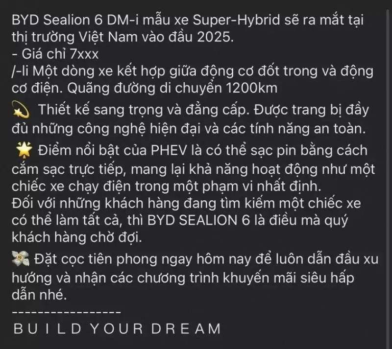 Đại lý đã bắt đầu nhận cọc mẫu SUV BYD Sealion 6 DM-i với mức giá khởi điểm dự kiến chỉ hơn 700 triệu đồng Đại lý đã bắt đầu nhận cọc mẫu SUV BYD Sealion 6 DM-i với mức giá khởi điểm dự kiến chỉ hơn 700 triệu đồng