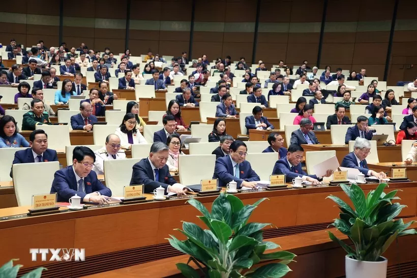 Đại biểu Quốc hội biểu quyết thông qua các luật và nghị quyết. (Ảnh: Văn Điệp/TTXVN) Đại biểu Quốc hội biểu quyết thông qua các luật và nghị quyết. (Ảnh: Văn Điệp/TTXVN)