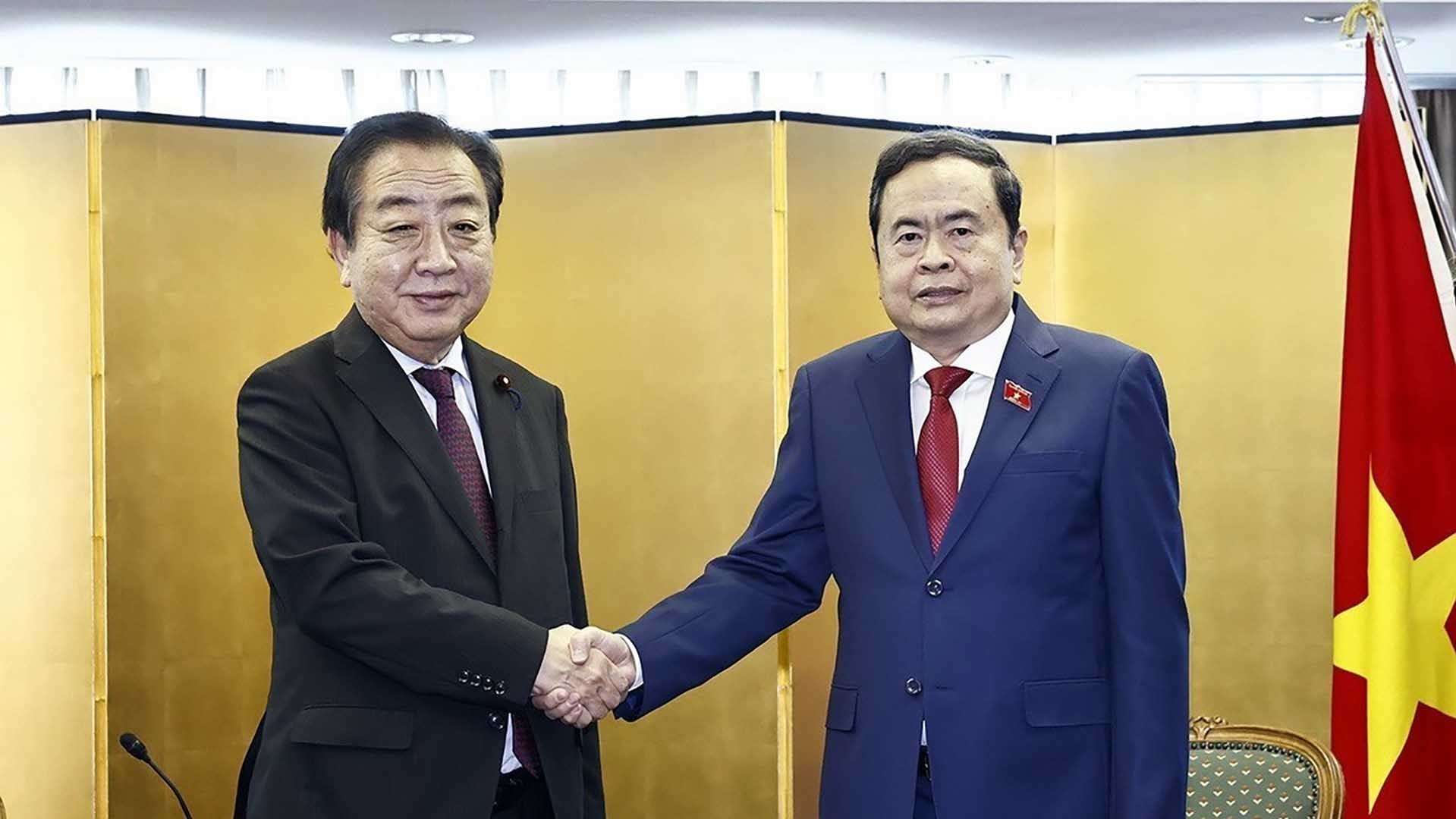 Chủ tịch Quốc hội Trần Thanh Mẫn tiếp Chủ tịch Đảng Dân chủ lập hiến Nhật Bản