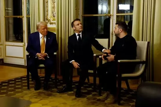 Từ trái sang: Tổng thống đắc cử Mỹ Donald Trump, Tổng thống Pháp Emmanuel Macron và người đồng cấp Ukraine Volodymyr Zelensky tại cuộc gặp ở Điện Elysée, Paris, Pháp, ngày 7/12. (Nguồn: Reuters) Từ trái sang: Tổng thống đắc cử Mỹ Donald Trump, Tổng thống Pháp Emmanuel Macron và người đồng cấp Ukraine Volodymyr Zelensky tại cuộc gặp ở Điện Elysée, Paris, Pháp, ngày 7/12. (Nguồn: Reuters)