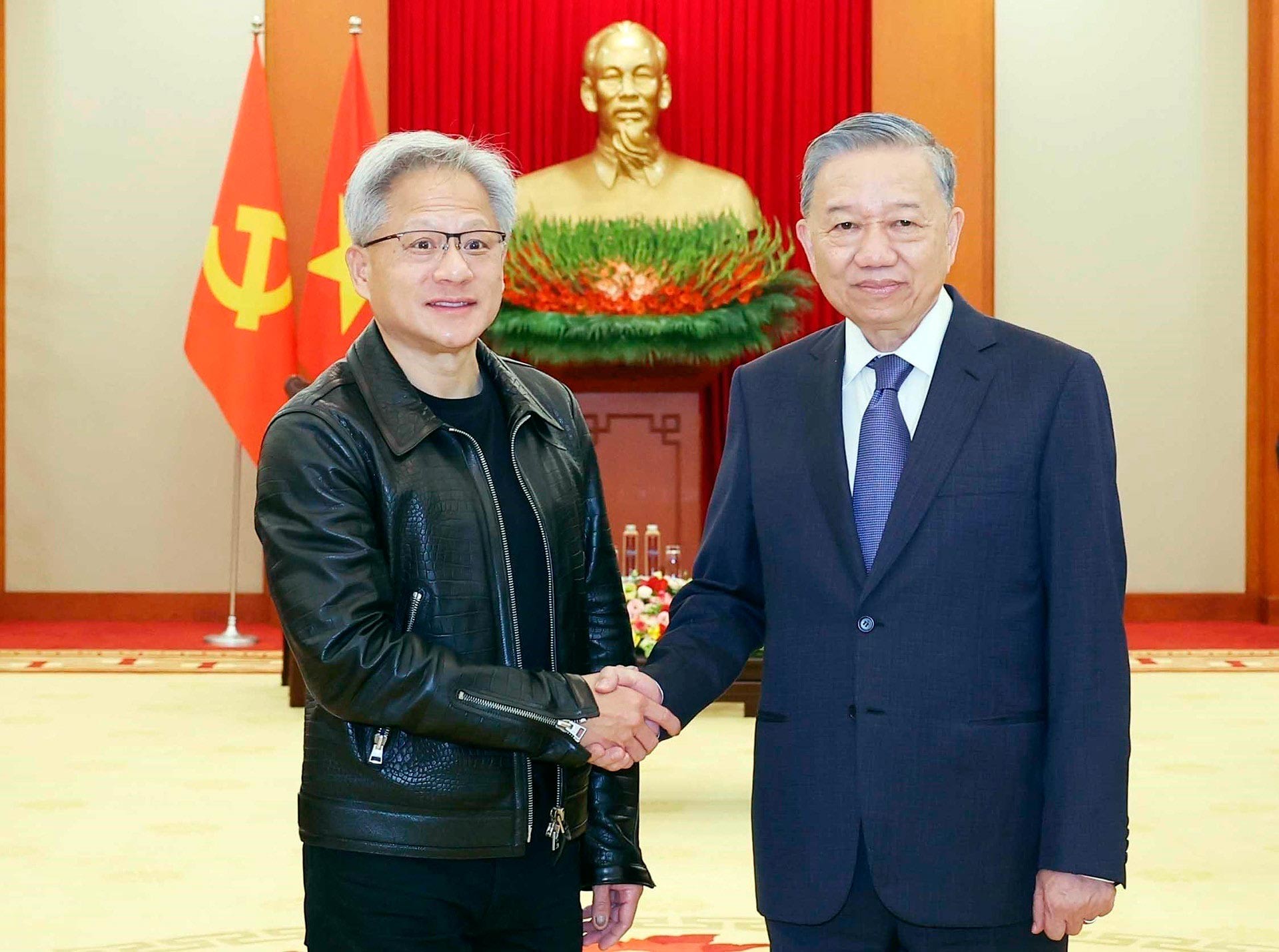 Tổng Bí Thư Tô Lâm tiếp Chủ tịch Tập đoàn NVIDIA Jensen Huang chiều ngày 6/12.