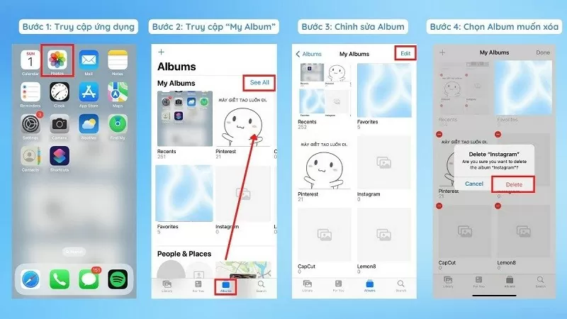 Cách xoá album trên iPhone đơn giản giúp giải phóng dung lượng Cách xoá album trên iPhone đơn giản giúp giải phóng dung lượng