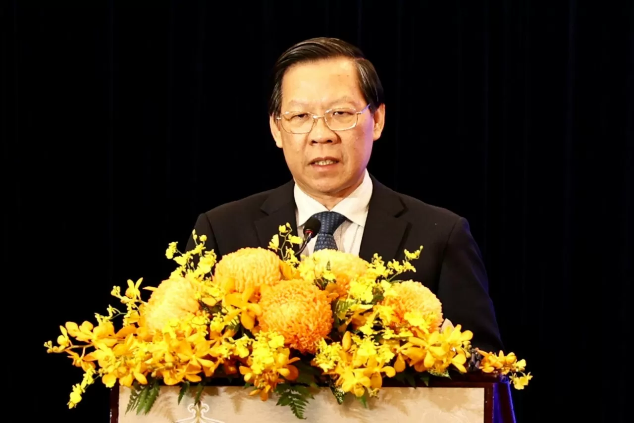 Chủ tịch UBND TPHCM Phan Văn Mãi phát biểu tại Hội nghị. (Nguồn: VGP News) Chủ tịch UBND TPHCM Phan Văn Mãi phát biểu tại Hội nghị. (Nguồn: VGP News)