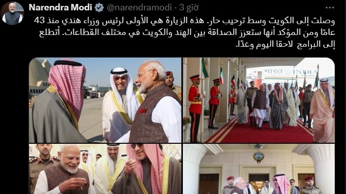 Thủ tướng Ấn Độ khởi động chuyến thăm lịch sử đến Kuwait