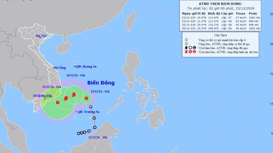 Dự báo áp thấp nhiệt đới: Trên khu vực quần đảo Trường Sa, có khả năng sẽ mạnh thành bão
