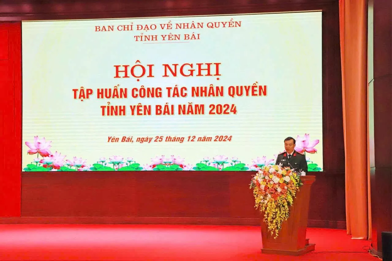 Đại tá Đinh Xuân Thiệp, Phó Trưởng BCĐNQ, Phó Giám Đốc Công an tỉnh Yên Bái phát biểu tại Hội nghị. (Nguồn: BTC) Đại tá Đinh Xuân Thiệp, Phó Trưởng BCĐNQ, Phó Giám Đốc Công an tỉnh Yên Bái phát biểu tại Hội nghị. (Nguồn: BTC)