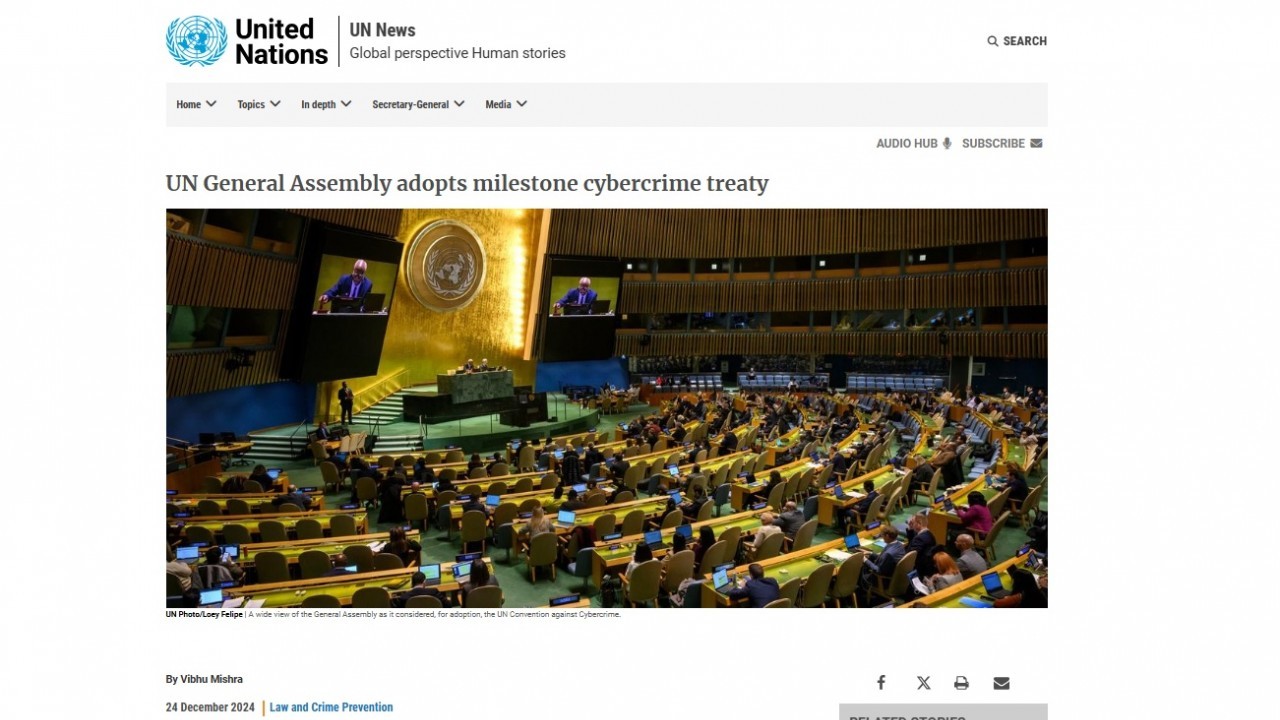 Dư luận quốc tế đánh giá cao 'Công ước Hà Nội' về tội phạm mạng vừa được Đại hội đồng Liên hợp quốc thông qua