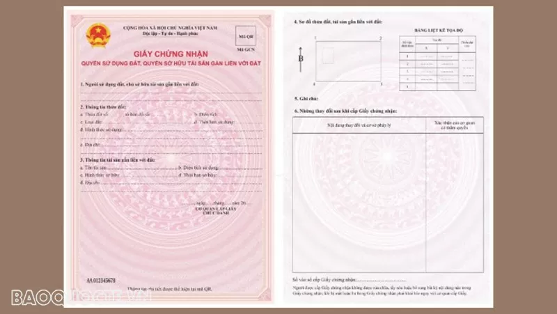 Hình ảnh của mẫu sổ đỏ mới. Hình ảnh của mẫu sổ đỏ mới.