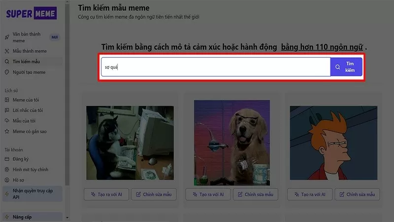 Tìm kiếm meme bằng AI với vài thao tác đơn giản Tìm kiếm meme bằng AI với vài thao tác đơn giản