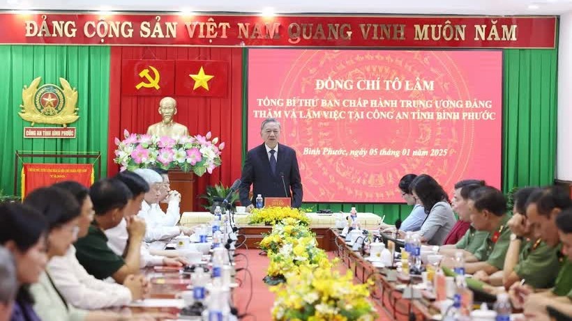 Tổng Bí thư Tô Lâm thăm và làm việc tại Công an tỉnh Bình Phước