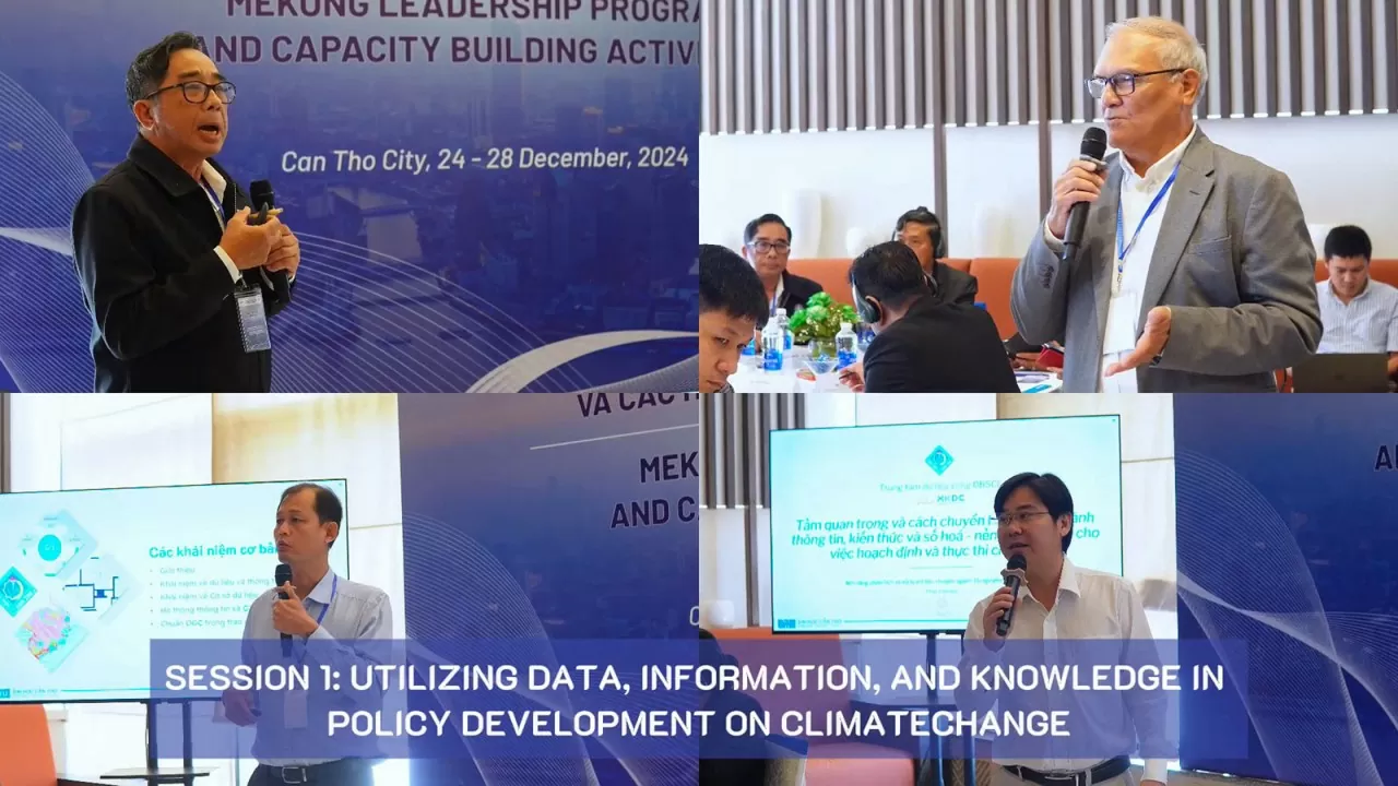 Các diễn giả tham gia thảo luận tại Phiên 1 “Sử dụng dữ liệu, thông tin, kiến thức trong hoạch định chính sách liên quan đến biến đổi khí hậu”. Các diễn giả tham gia thảo luận tại Phiên 1 “Sử dụng dữ liệu, thông tin, kiến thức trong hoạch định chính sách liên quan đến biến đổi khí hậu”.