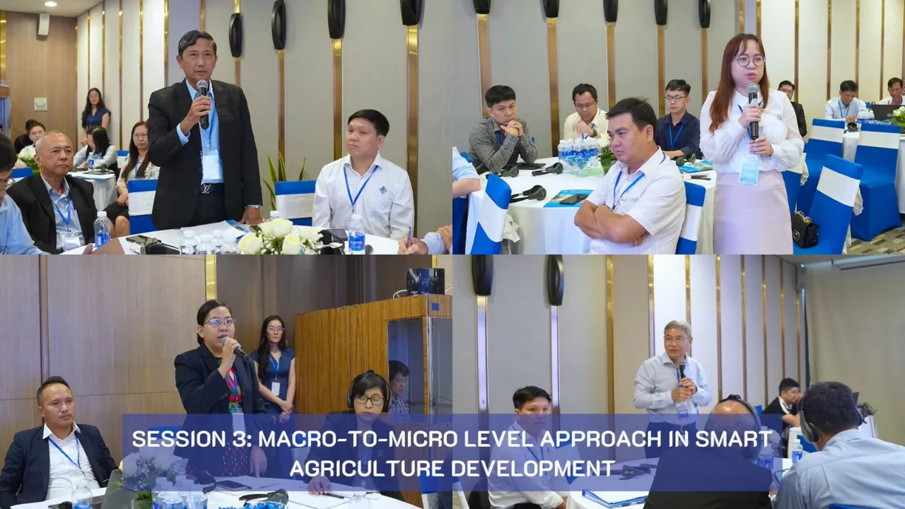 Các đại biểu cùng nhau thảo luận tại Phiên 3 “Tiếp cận theo cấp độ từ vĩ mô đến vi mô trong phát triển nông nghiệp thông minh”. Các đại biểu cùng nhau thảo luận tại Phiên 3 “Tiếp cận theo cấp độ từ vĩ mô đến vi mô trong phát triển nông nghiệp thông minh”.