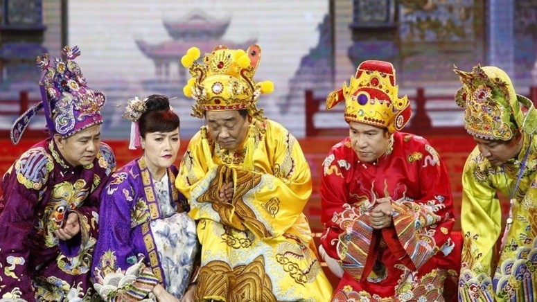 Hình ảnh chương trình Táo Quân 2025 ghi hình trên sân khấu