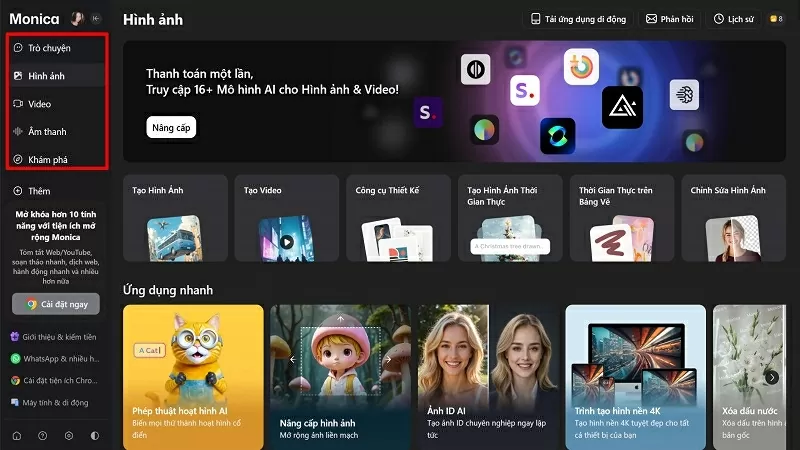 Nhấn vào mục bạn muốn sử dụng Nhấn vào mục bạn muốn sử dụng