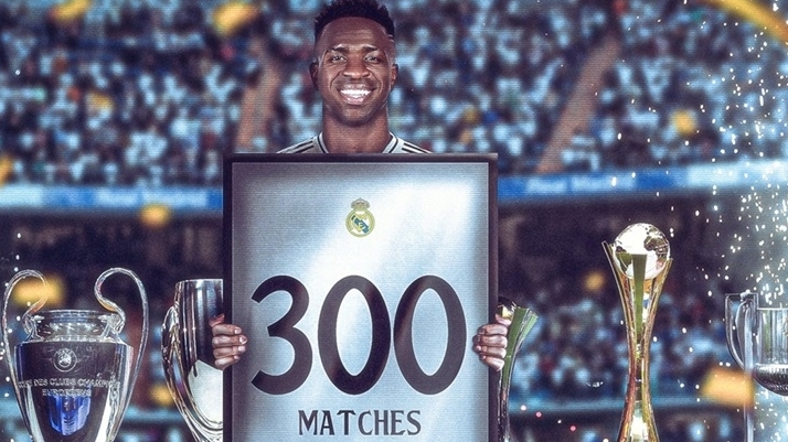 Cán mốc 300 trận, Vinicius chỉ kém Raul và Casillas